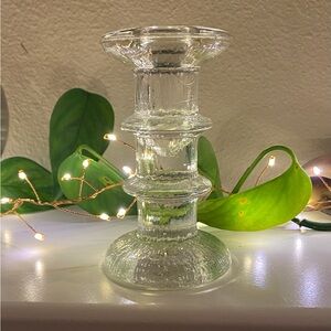 Vtg LITTALA  Festivo by Timo Sarpaneva 1966 Clear Glass Finnish Candlestick